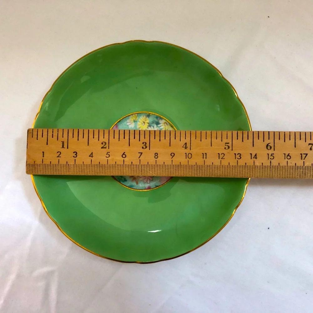 Shelley Chintz Melody Fine Bone China Green Tea Cup Saucer Gold Edge England - Picture 10 of 12